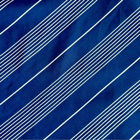 Maison Jules Blue Chevron Striped Cinched Waist Halter Flowy Maxi Dress Size 12 - Picture 9 of 13